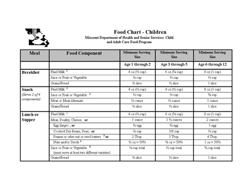 Example Of Food Chart Template