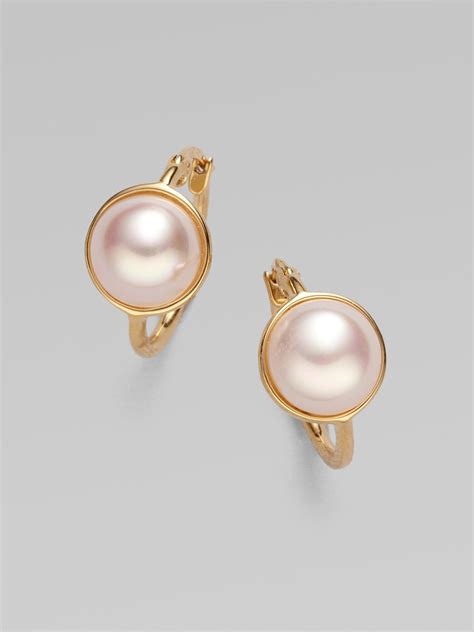 Lyst - Majorica 10mm Mabe Pearl Earrings in Metallic