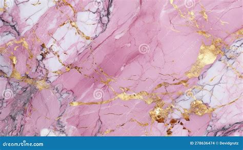 Pink Marble Stone Texture With Gold Streaks Generative Ai Stock