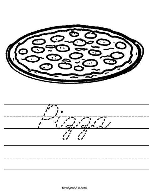 Pizza Worksheet Cursive Twisty Noodle