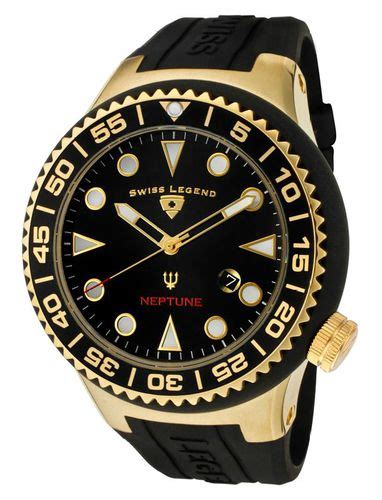 Men S Neptune Black Dial Gold Tone Black Rubber Mxn Relojes