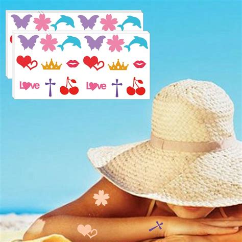 270pcs Tanning Sunbathing Stickers Self Adhesive Heart Lips Dolphin