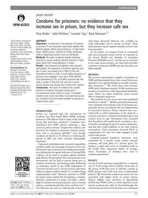 Pdf Condoms For Prisoners No Evidence That They Increase Sex In