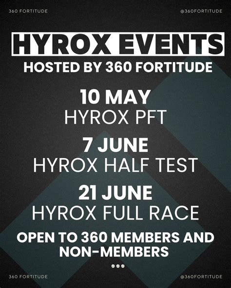 360 - We’re running THREE HYROX events at 360 Fortitude. 📍 HYROX PFT 📍