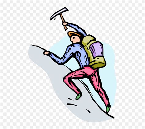Download Vector Illustration Of Mountain Climber Climbs Rock Climbing