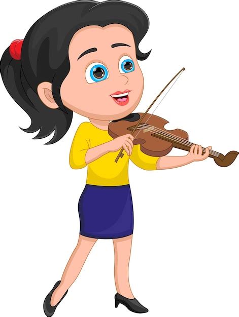 Petite Fille Jouant Du Violon Vecteur Premium