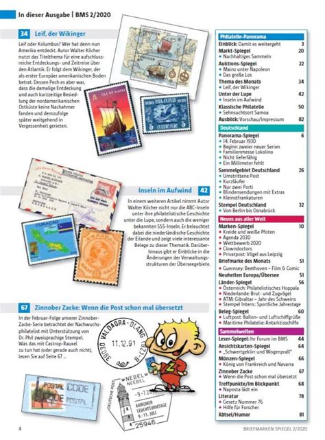 Inhalt BRIEFMARKEN SPIEGEL Im Februar 2020 PHILAPRESS Online