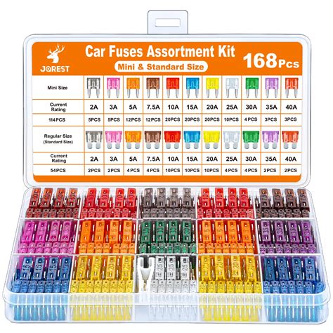 Car Fuses 168 Pcs Jorest Assortment Kit 114 Mini Blade Fuses Automotive 54