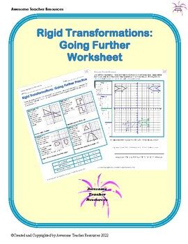 Rigid Transformations: Going Further Worksheet by Awesome Teacher Resources