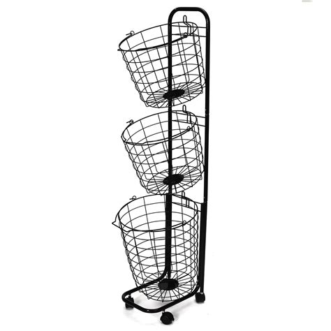 Removable 3 Tier Metal Rolling Laundry Basket Cart Large Capacity Wire