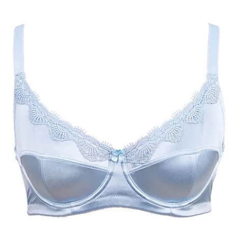 Buy Miaoersidai Women Plus Size Bra Unlined Embroidery Satin Full Coverage Bra