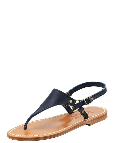 K Jacques Triton Slingback Flat Thong Sandal Ocean Navy In Blue Ocean