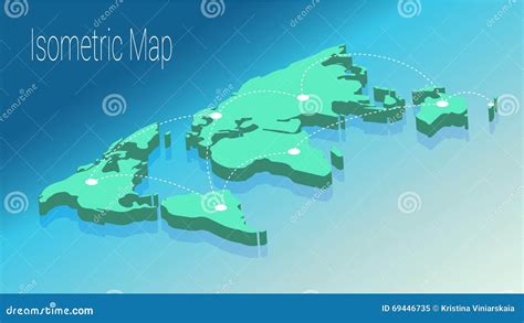 Map World Isometric Concept D Flat Illustration Stock Vector