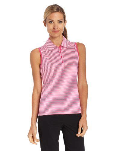 Ep Pro Golf Womens Sleeveless Tour Tech Striped Jersey Hot Pink Multi