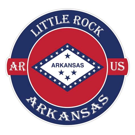 Premium Vector Little Rock Arkansas Flag Usa Travel Souvenir Seal