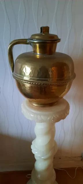 CANNE POT À lait ancien en cuivre jaune laiton cruche à poignée EUR 8