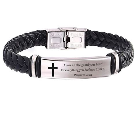 Bible Verse Bracelet For Men Stainless Steel Braided Leather Etsy