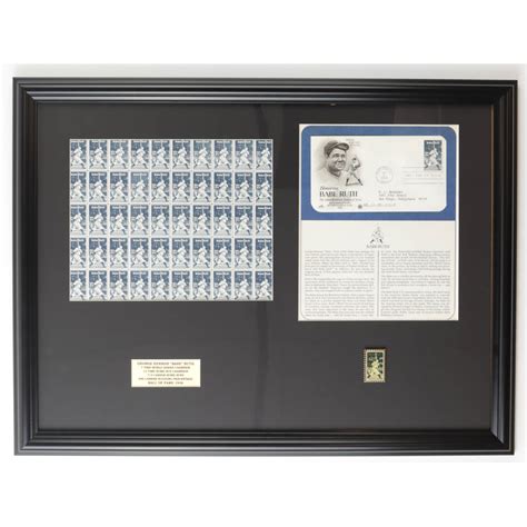 Babe Ruth 1983 Full Uncut U S Stamp Sheet Custom Framed Display With