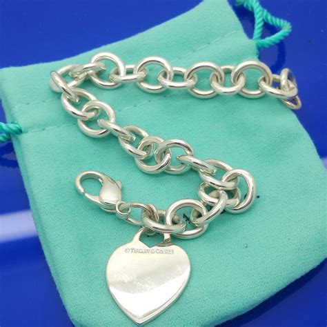 Classic Tiffany Co Sterling Silver Heart Chain Bracelet Etsy Canada