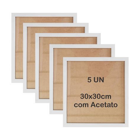 Kit 5 Molduras 30x30cm Em Moldura Lisa Revestida MDF E Acetato Kiaga