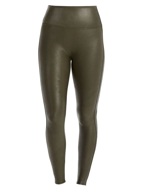 Spanx Synthetic Faux Leather Shaping Leggings In Deep Olive Green Lyst