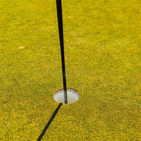 Agujero Del Putting Green Del Campo De Golf Con La Asta De Bandera