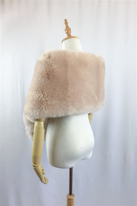 Blush Beige Nude Light Brown Faux Fur Bridal Shawl Etsy