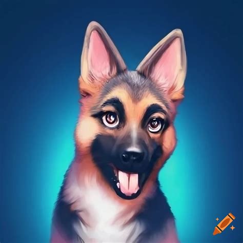 Cute Anthropomorphic German Shepherd With Blue Eyes On Craiyon