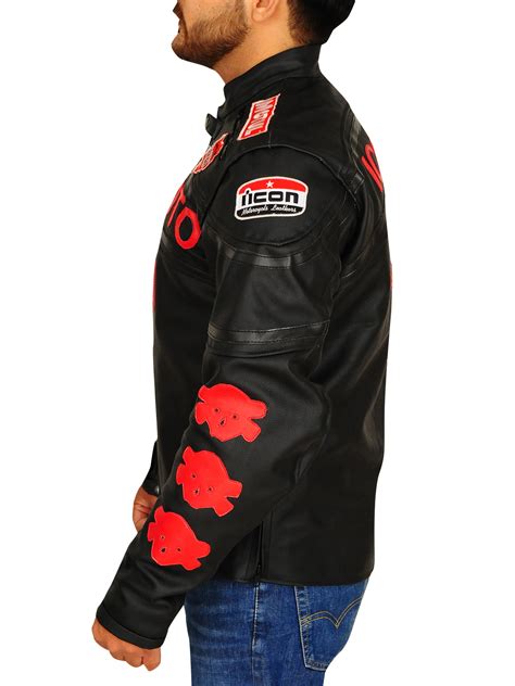 Icon Moto Biker Style Leather Jacket With Safety Padded