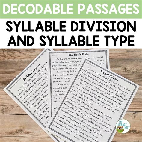 Syllable Division And Syllable Types Decodable Passages The Literacy Nest