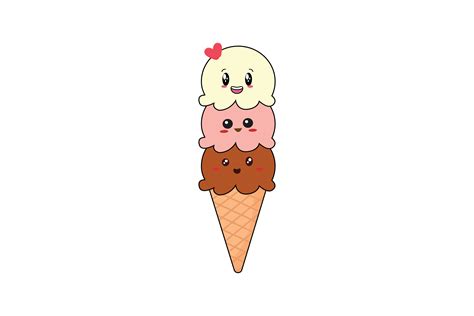 Kawaii Desserts Ice Cream Cone Cute Graphic By Soe Image · Creative Fabrica