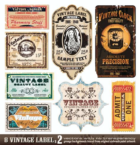 Vector Set Of Creative Vintage Labels 01 Free Download