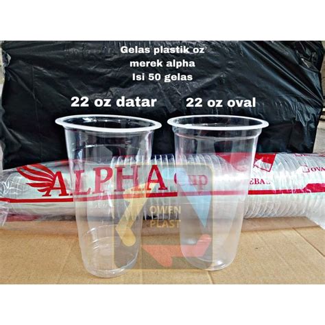 Jual GELAS PLASTIK OZ GELAS BENING 22 OZ OVAL DATAR MEREK ALPHA ISI 50