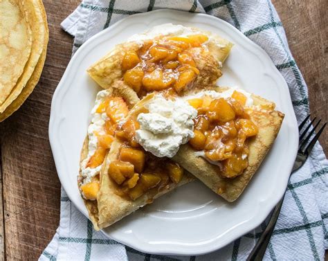 Peach Crepes With Goat Cheese Cream Filling Recipe Sidechef