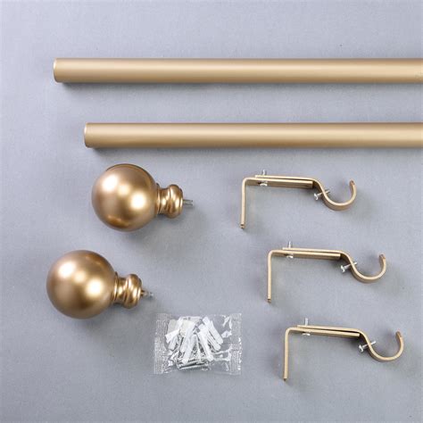 42 126 Inch Long Adjustable Metal Curtain Rod Set Round Finials Home