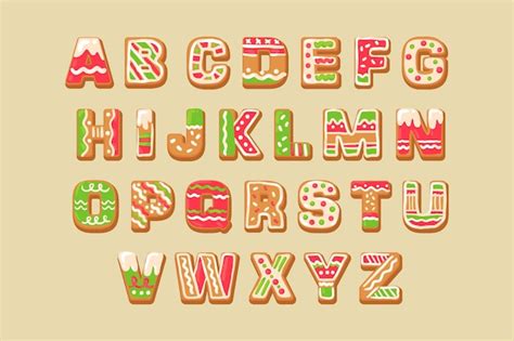 Free Vector Gingerbread Christmas Alphabet Pack