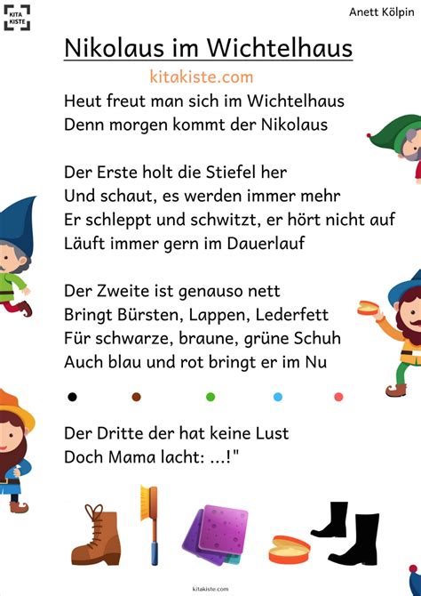 Nikolaus Im Wichtelhaus FINGERSPIEL KITA Grundschule Nikolaus