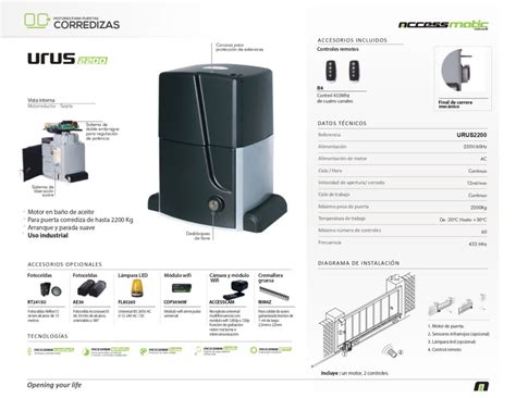 Motor Para Puerta Corredera Urus Accessmatic