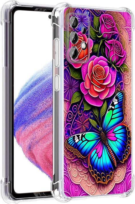 Amazon Beaucov Galaxy A G Case Blue Butterfly Flowers Rose Drop