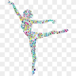 Polychromatic Tiled Lithe Dancing Woman Silhouette Transparent