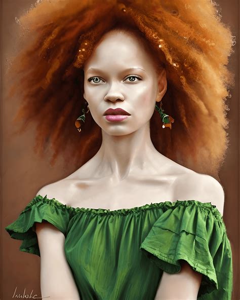 African Albino Woman In Boho Green Victorian Dress Creative Fabrica