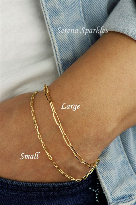 K Solid Gold Paperclip Bracelet Real Gold Paperclip Etsy