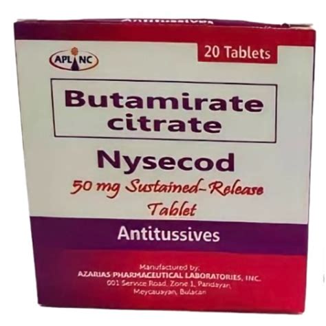 Nysecod Butamirate Citrate 50mg Sustained Release Tablet 20s Price In