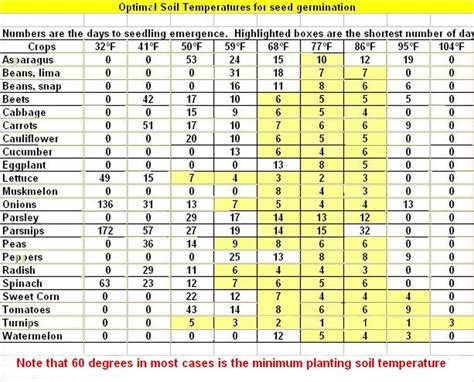 Flower Seed Germination Chart