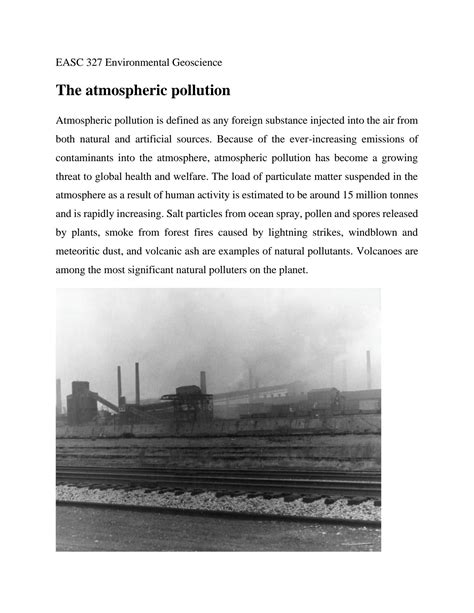 SOLUTION: The atmospheric pollution - Studypool