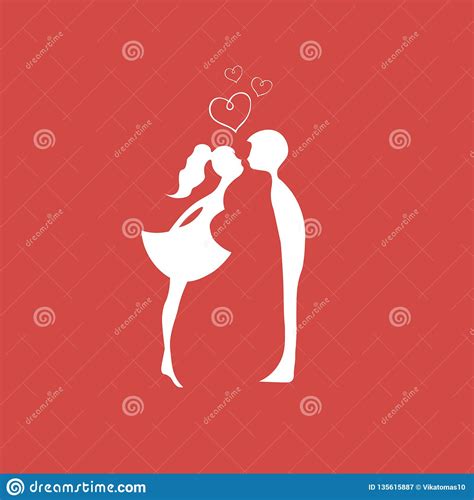 Kissing Couple Of Young Lovers Romantic Couple Silhouette Lovers Woman And Man Kissingred