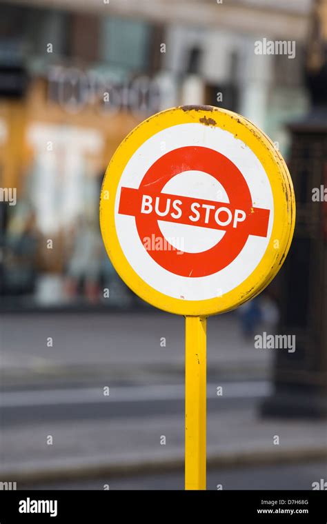 Old Fashioned Bus Stop Sign Stock Photo Alamy