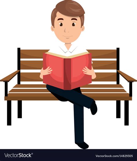 Man Reading Book In Park Chair Royalty Free Vector Image