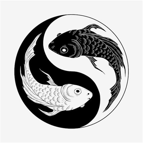 Premium Vector Yin Yang Symbol With Koi Fish Vector Illustration