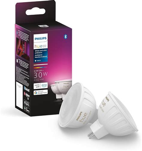 Philips Hue MR16 Smart LED Bulb White And Color Ambiance 2 Pack For